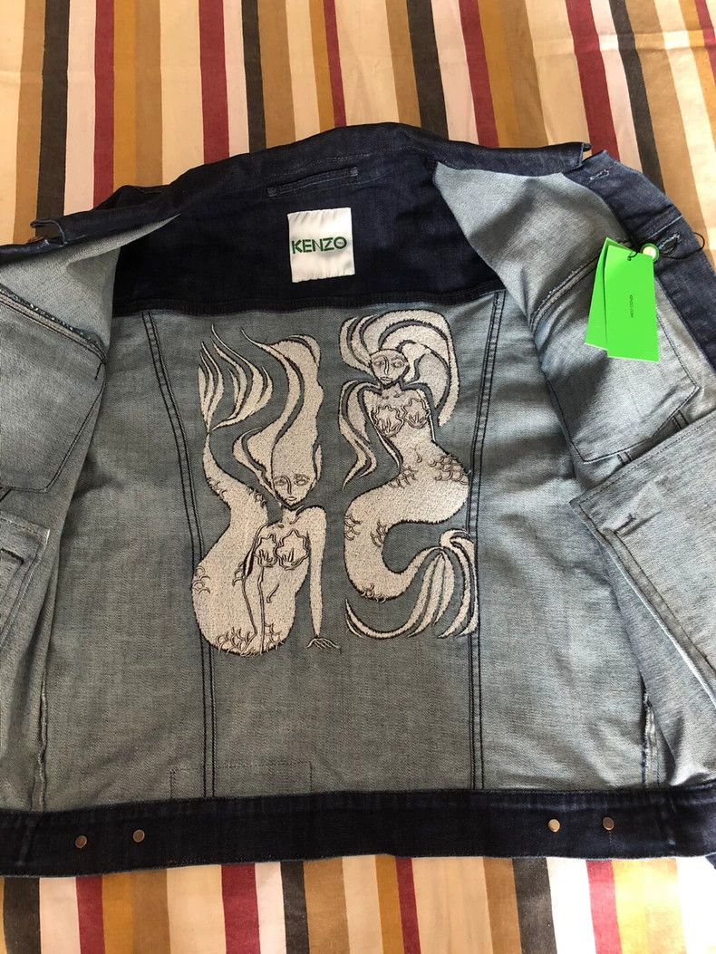 Kenzo KENZO Denim Jacket with Mermaid Embroidery - dmc Size US XL / EU 56 / 4 - 2 Thumbnail