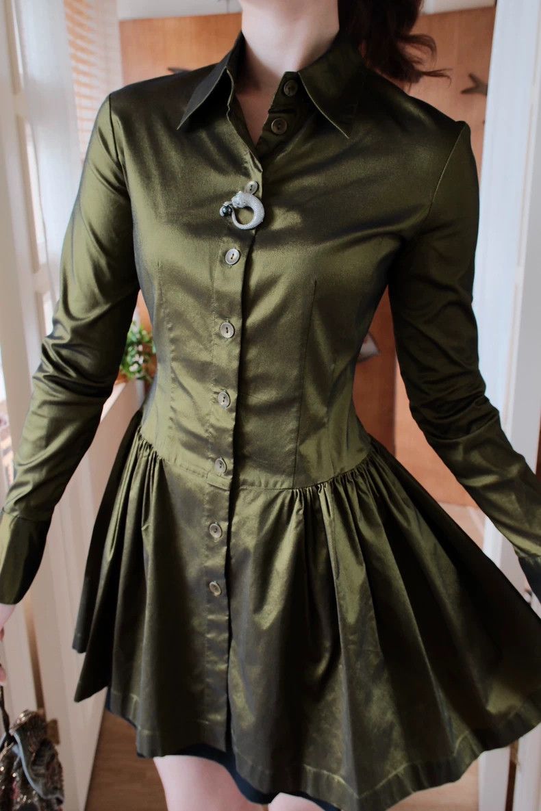 Kenzo Kenzo Vintage Green Shirt Dress - dmc Size US 38 / EU 54 - 6 Thumbnail