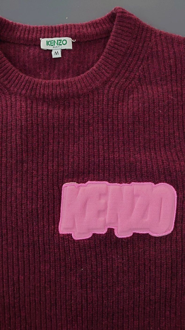 Kenzo Kenzo Maroon Knit Sweater with Pink Logo - dmc Size US M / EU 48-50 / 2 - 2 Thumbnail