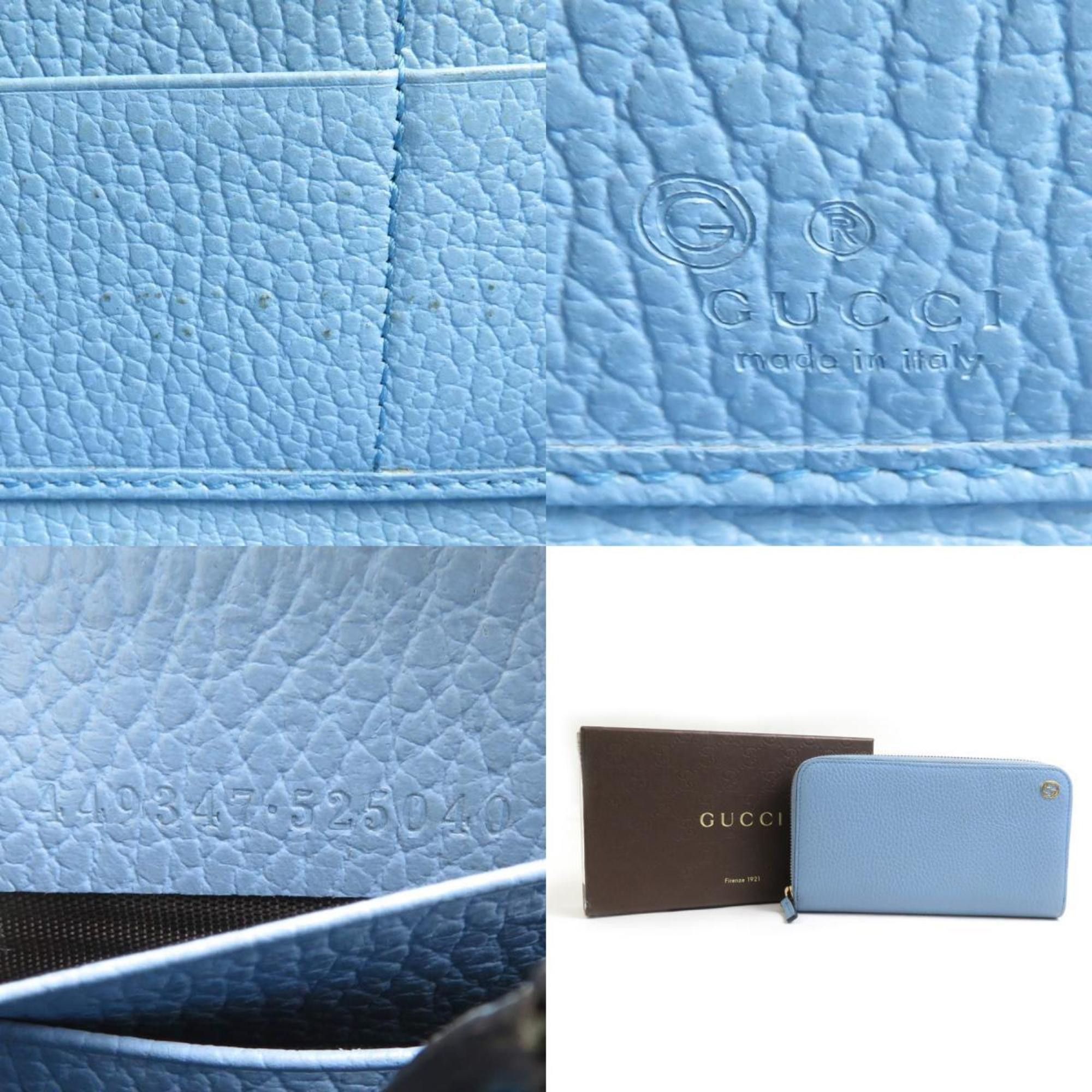 Gucci Gucci round long wallet in light blue leather, men's and women's, 449347 h31502g Size ONE SIZE - 5 Thumbnail