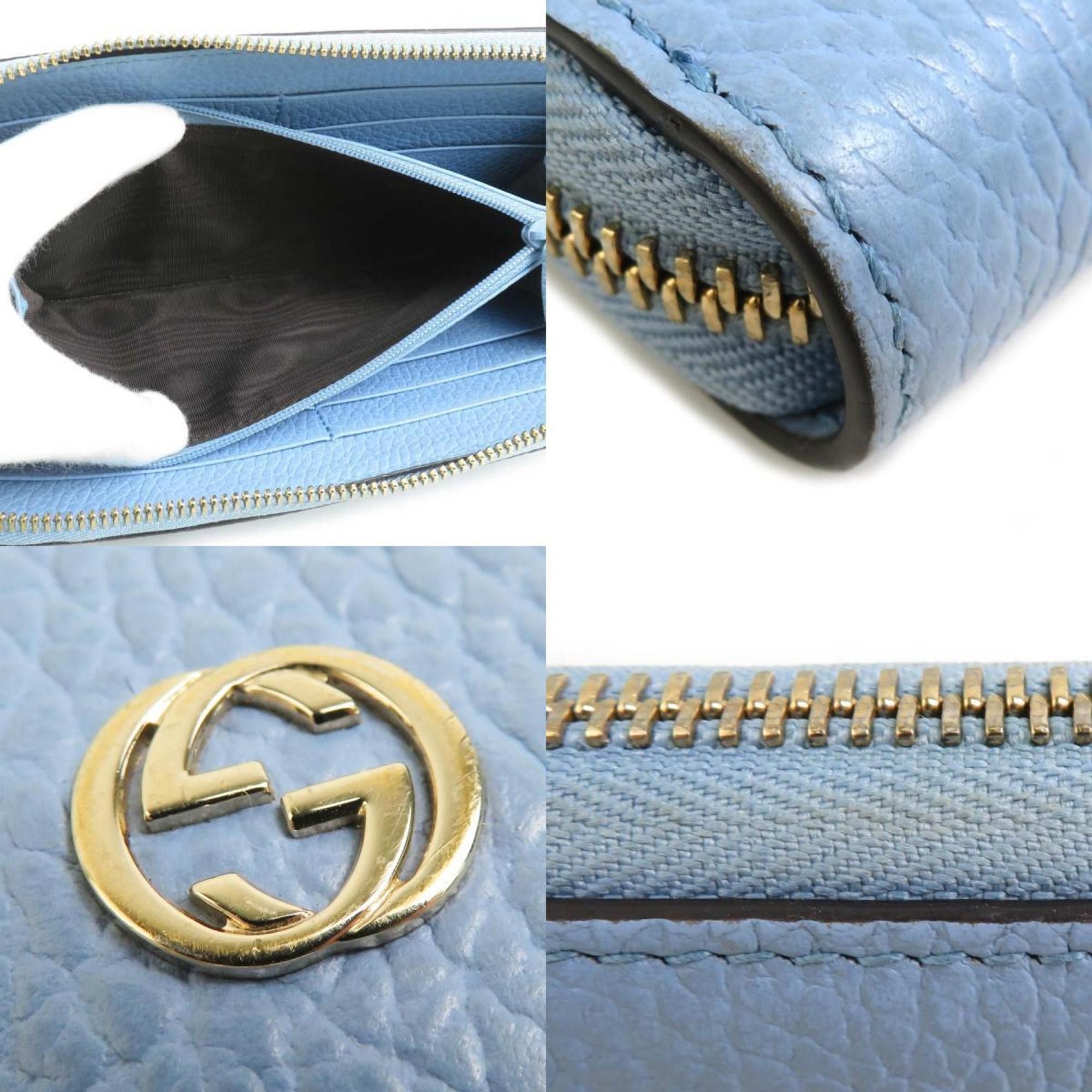 Gucci Gucci round long wallet in light blue leather, men's and women's, 449347 h31502g Size ONE SIZE - 4 Thumbnail