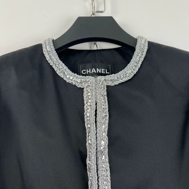 Chanel Chanel Black Silver Satin Coat - dmc Size US XS / EU 42 / 0 - 5 Thumbnail