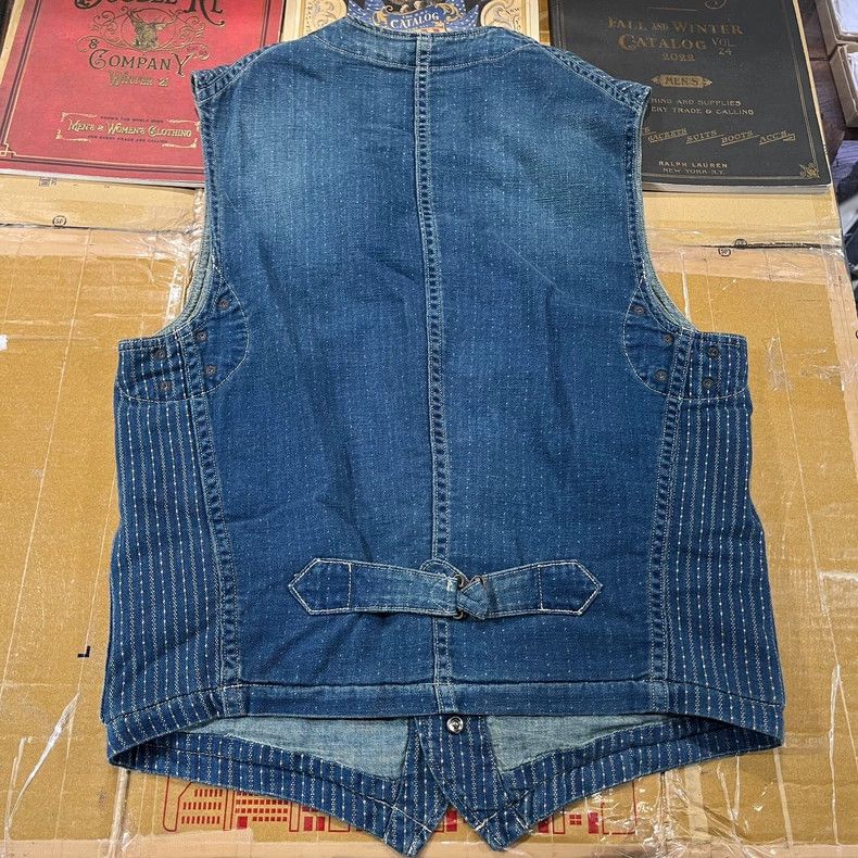 RRL Ralph Lauren RRL Indigo Striped Denim Vest - dmc Size US S / EU 44-46 / 1 - 2 Thumbnail