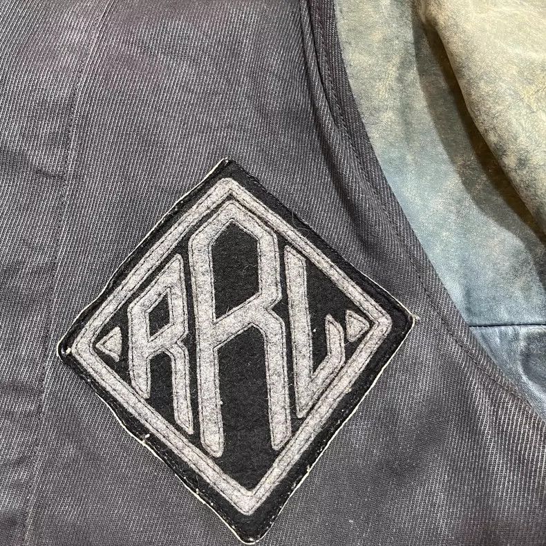 RRL Ralph Lauren RRL Indigo Dyed Leather Sleeve Bomber Jacket - dmc Size US S / EU 44-46 / 1 - 5 Thumbnail