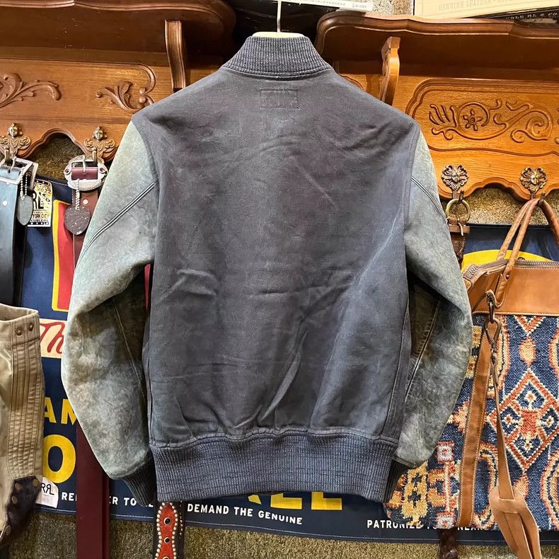 RRL Ralph Lauren RRL Indigo Dyed Leather Sleeve Bomber Jacket - dmc Size US S / EU 44-46 / 1 - 2 Thumbnail