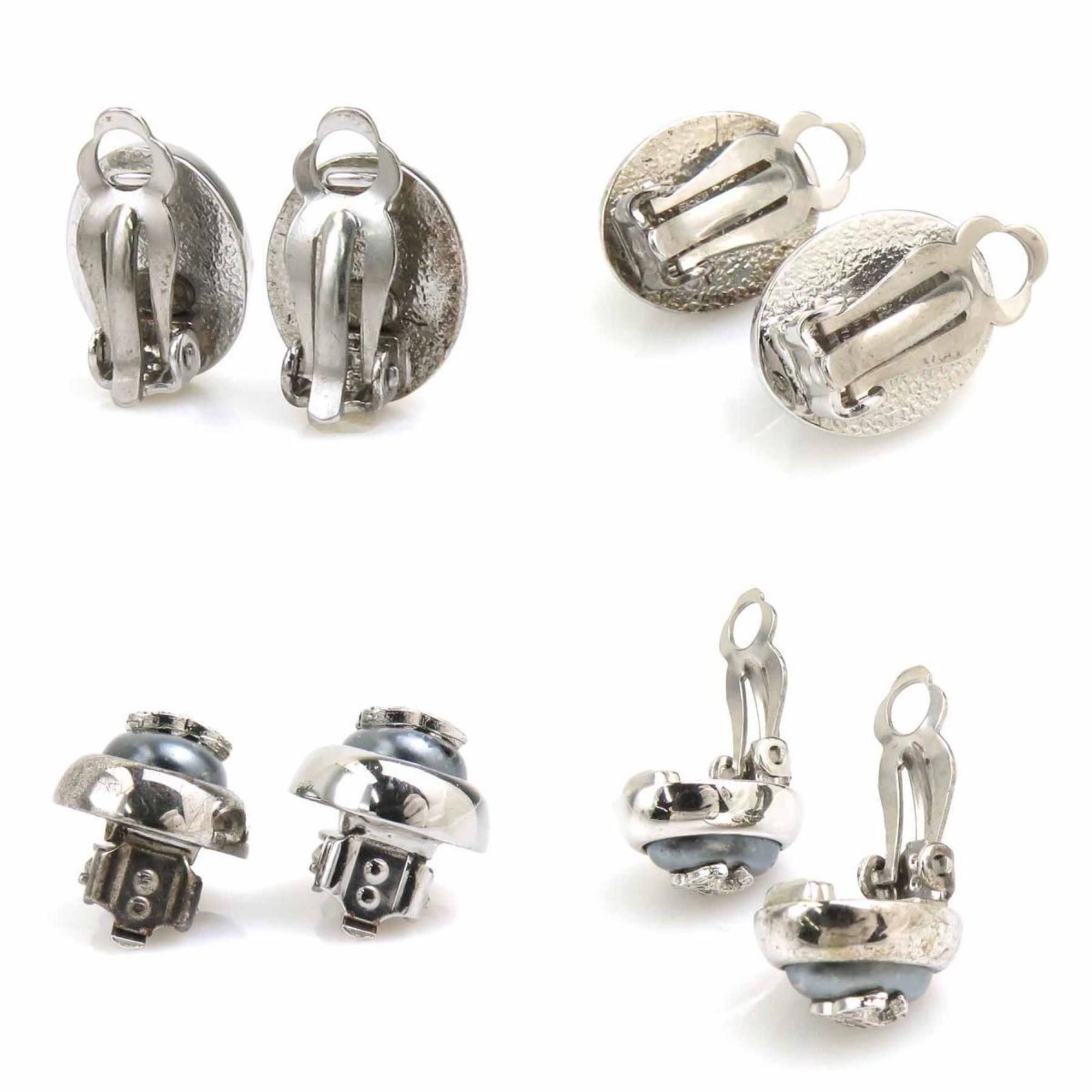 Chanel CHANEL Coco Mark Metal Earrings, Silver/Gray, Women's, e60845g Size ONE SIZE - 3 Thumbnail
