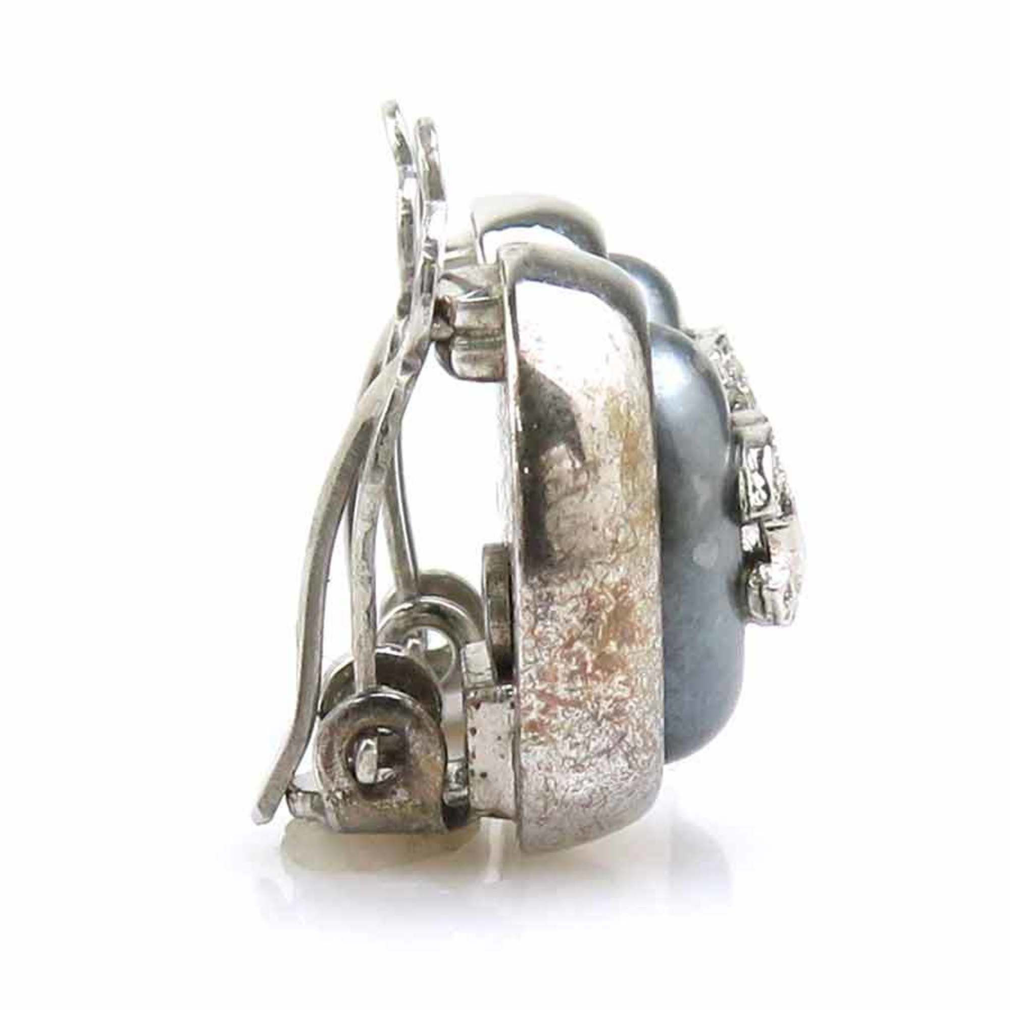 Chanel CHANEL Coco Mark Metal Earrings, Silver/Gray, Women's, e60845g Size ONE SIZE - 2 Thumbnail