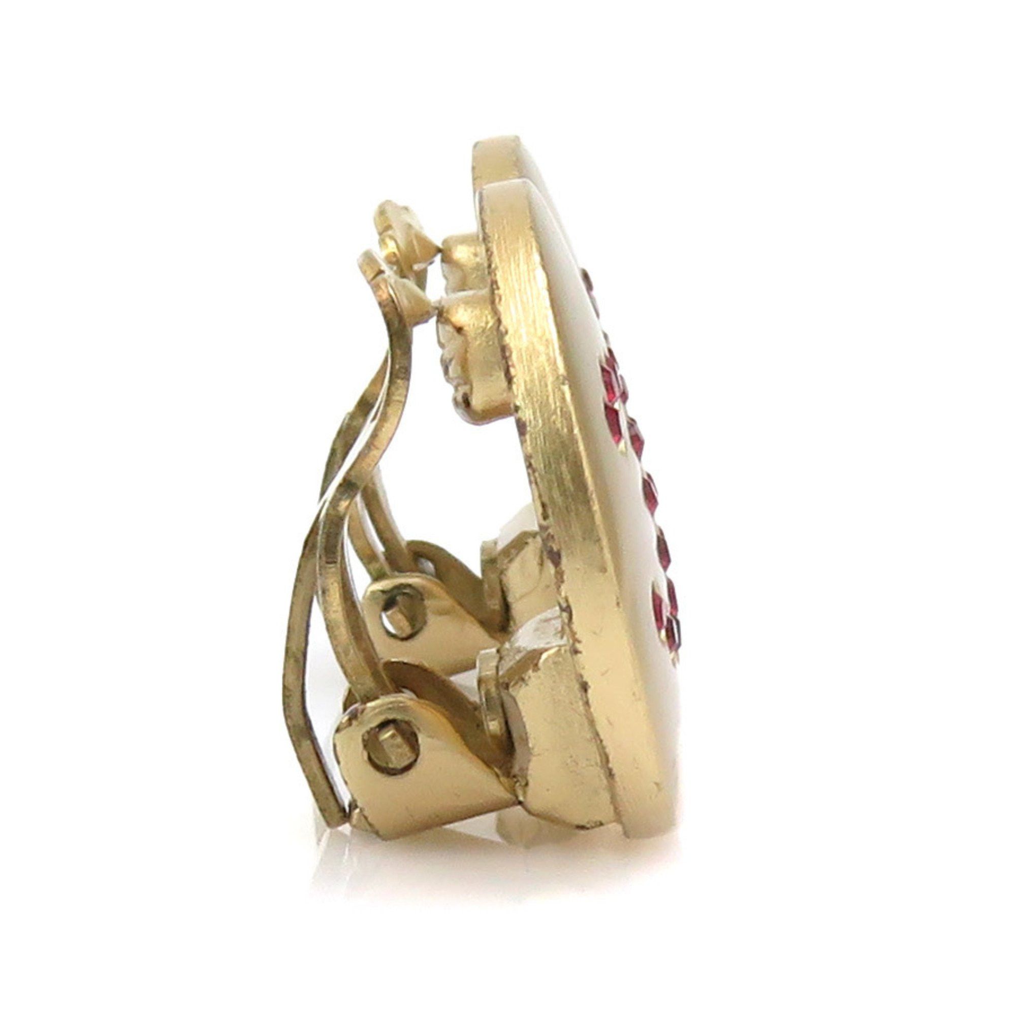 Chanel CHANEL Coco Mark Metal Rhinestone Earrings in Gold and Red for Women e60843g Size ONE SIZE - 2 Thumbnail