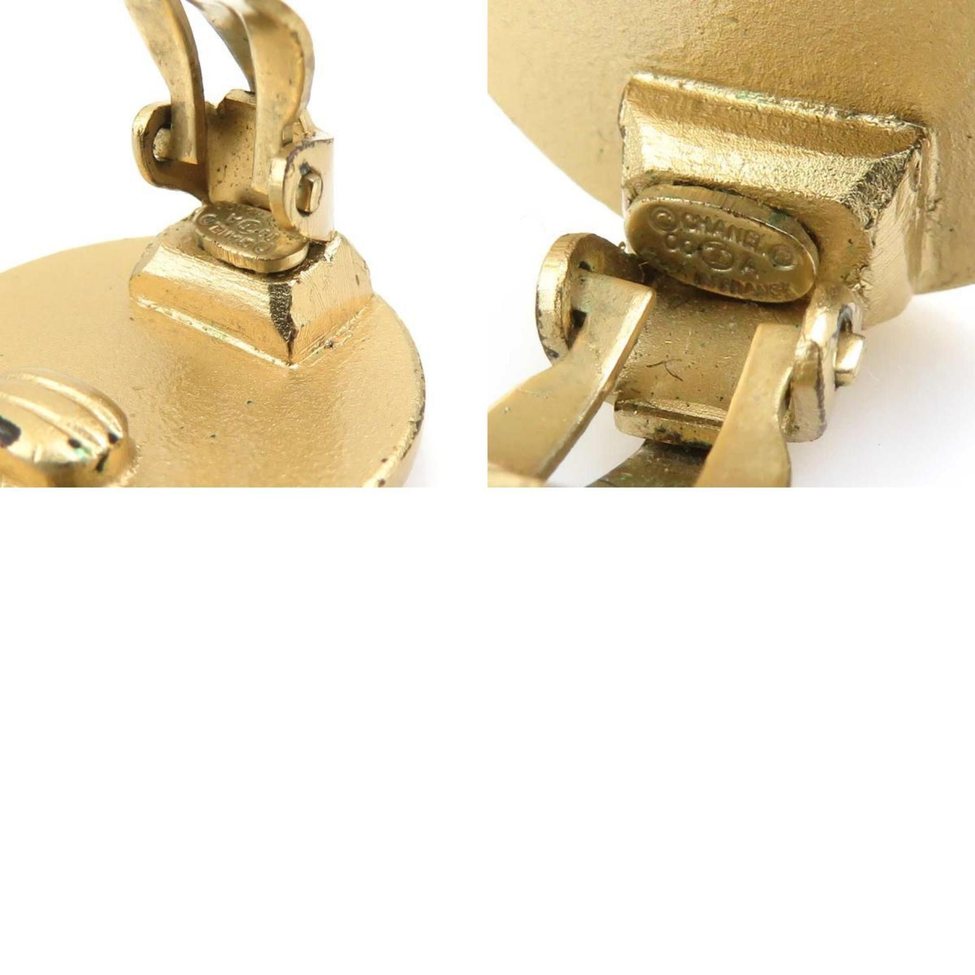 Chanel CHANEL Coco Mark Metal Rhinestone Earrings in Gold and Red for Women e60843g Size ONE SIZE - 5 Thumbnail