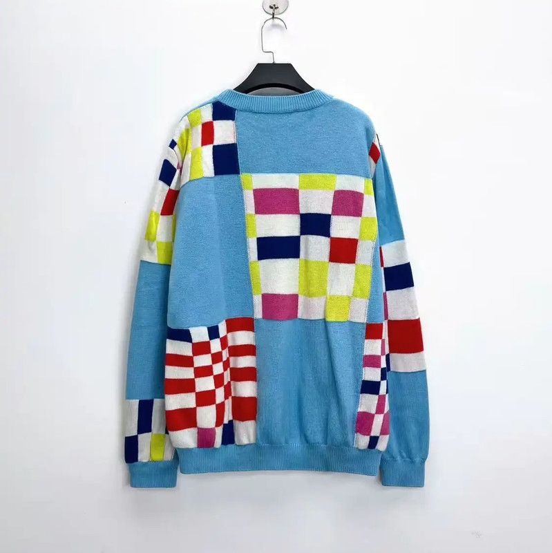 Louis Vuitton Louis Vuitton Blue Wool Checkerboard Knit Sweater 0089 Size US XXL / EU 58 / 5 - 2 Thumbnail