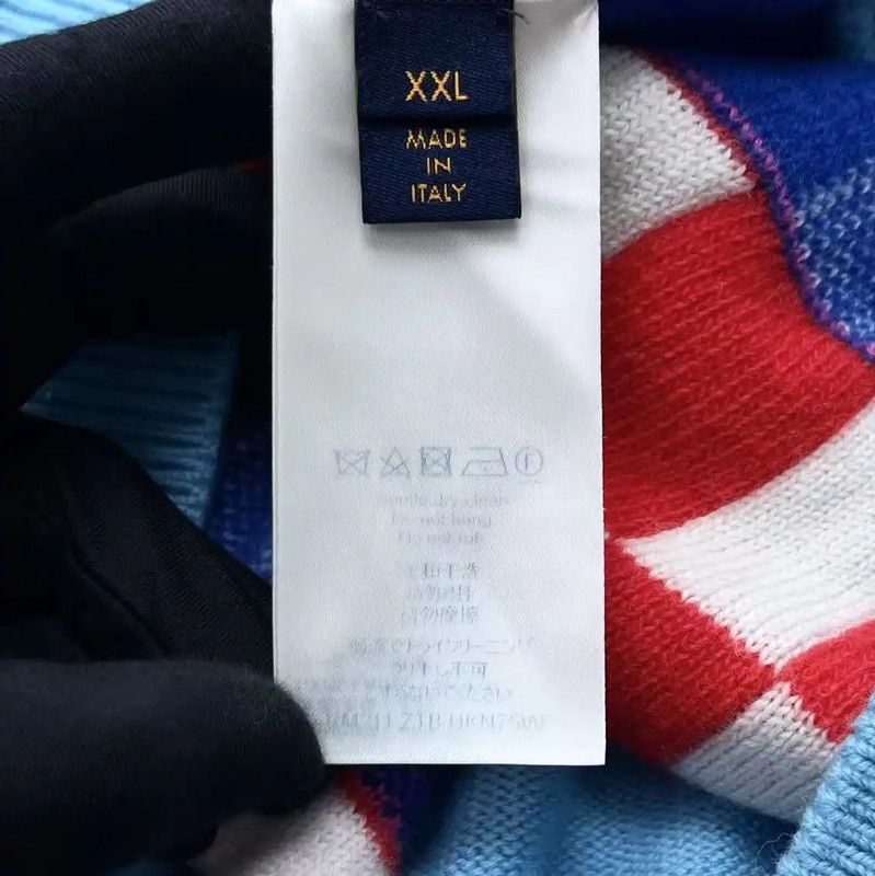 Louis Vuitton Louis Vuitton Blue Wool Checkerboard Knit Sweater 0089 Size US XXL / EU 58 / 5 - 5 Thumbnail