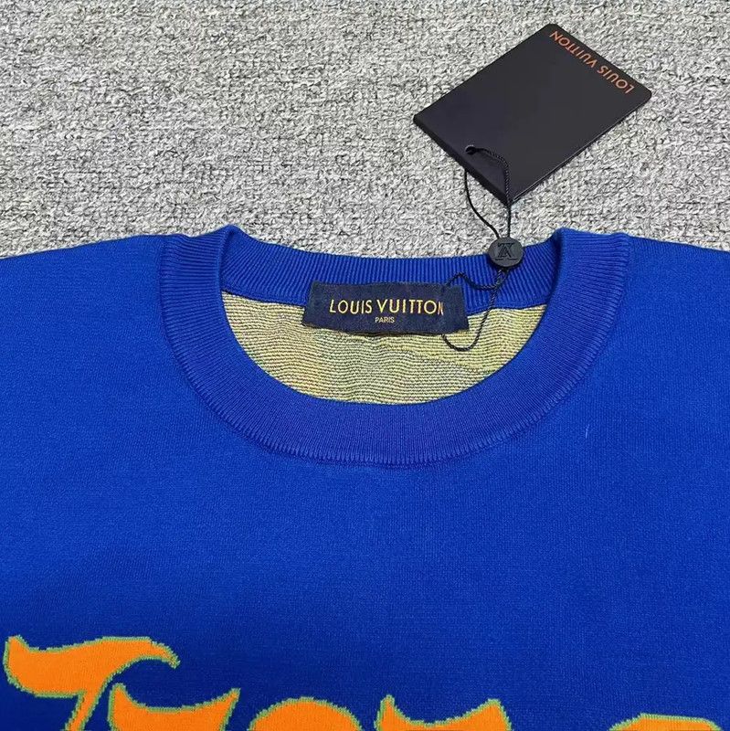 Louis Vuitton Louis Vuitton Blue Cotton Logo T-Shirt 0089 Size US L / EU 52-54 / 3 - 3 Thumbnail