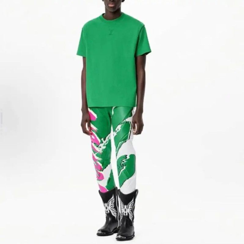 Louis Vuitton Louis Vuitton Men's Green Cotton T-Shirt 0089 Size US XL / EU 56 / 4 - 6 Thumbnail