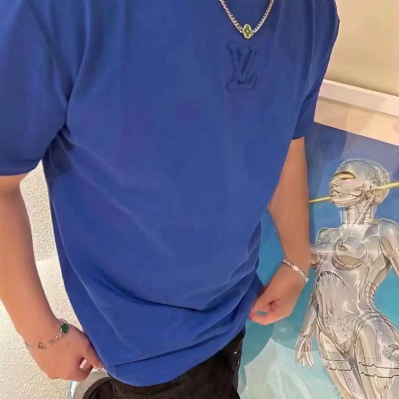 Louis Vuitton Louis Vuitton Men's XL Blue Cotton T-Shirt 0089 Size US XL / EU 56 / 4 - 8 Thumbnail