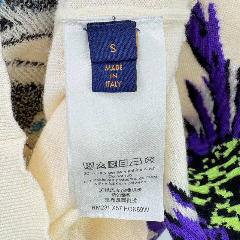 Louis Vuitton Louis Vuitton White Knit Sweater with Floral Design 0089 Size US S / EU 44-46 / 1 - 4 Thumbnail