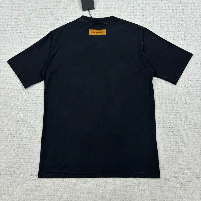 Louis Vuitton Louis Vuitton Black Cotton Logo T-Shirt for Men 0089 Size US XXL / EU 58 / 5 - 2 Thumbnail