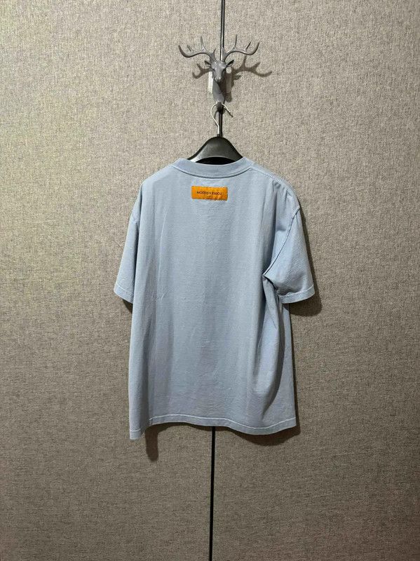 Louis Vuitton Louis Vuitton Men's Light Blue Cotton Logo T-Shirt 0089 Size US M / EU 48-50 / 2 - 2 Thumbnail