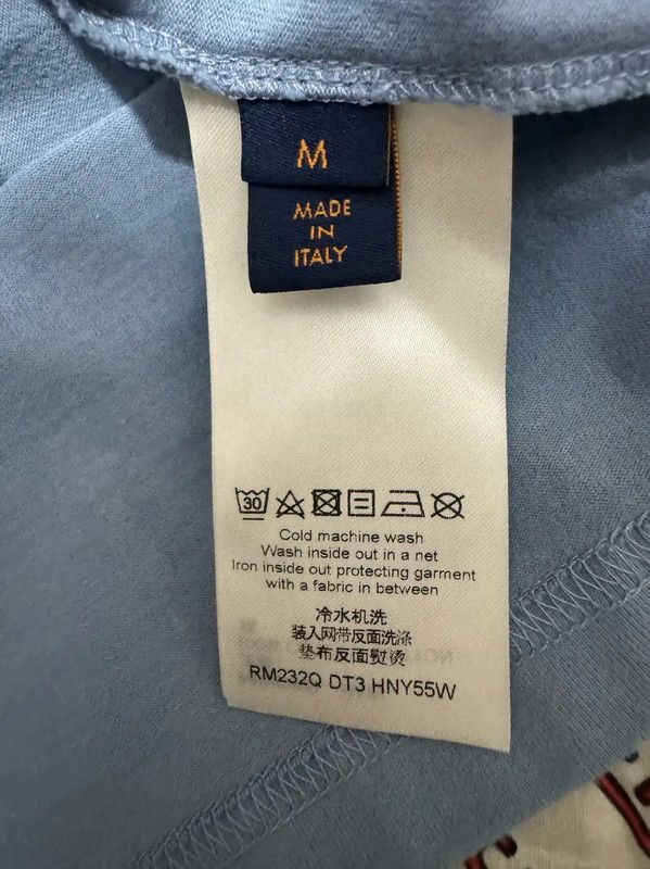 Louis Vuitton Louis Vuitton Men's Light Blue Cotton Logo T-Shirt 0089 Size US M / EU 48-50 / 2 - 4 Thumbnail