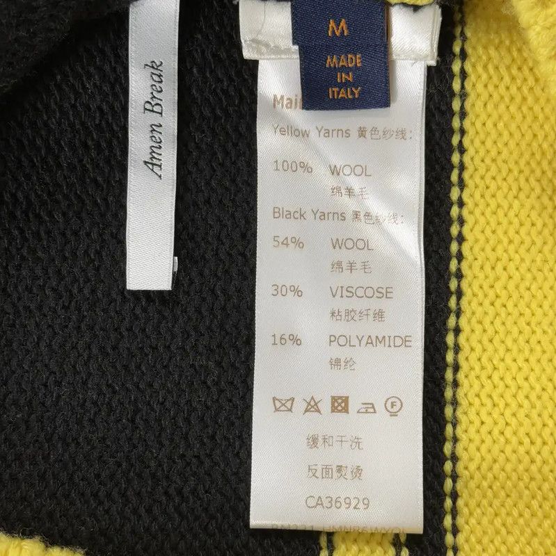 Louis Vuitton Louis Vuitton Black Knit Sweater with Yellow Accents 0089 Size US M / EU 48-50 / 2 - 4 Thumbnail
