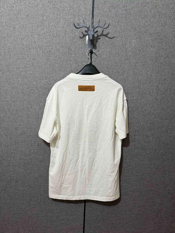 Louis Vuitton Logo Embroidered White T-Shirt 0089