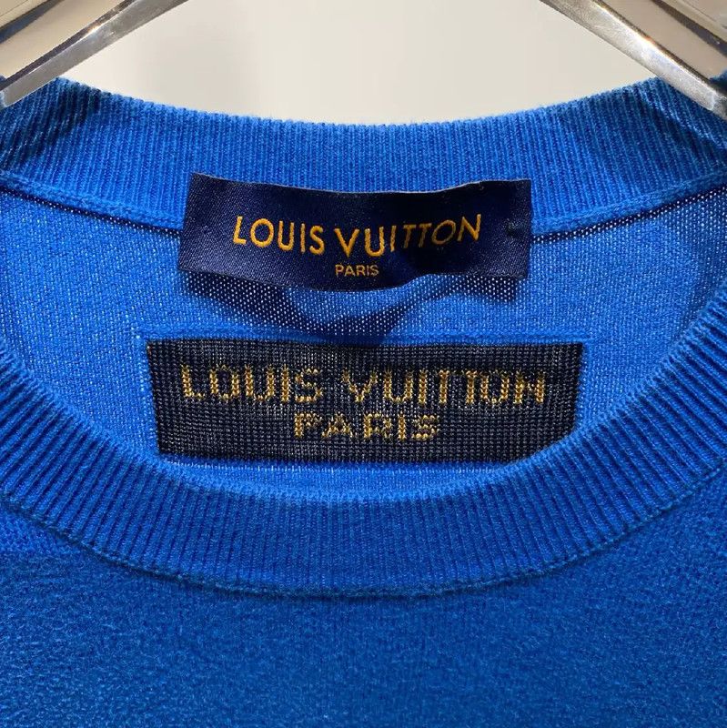 Louis Vuitton Louis Vuitton Blue Wool Men's T-Shirt 0089 Size US L / EU 52-54 / 3 - 3 Thumbnail