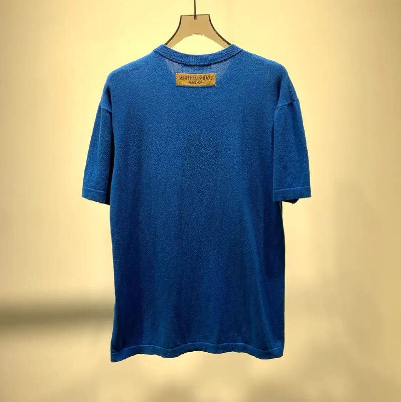 Louis Vuitton Louis Vuitton Blue Wool Men's T-Shirt 0089 Size US L / EU 52-54 / 3 - 2 Thumbnail