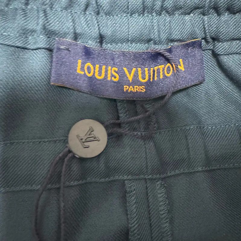 Louis Vuitton Louis Vuitton Blue Wool Logo Embroidered Pants 0089 Size US 36 / EU 52 - 3 Thumbnail