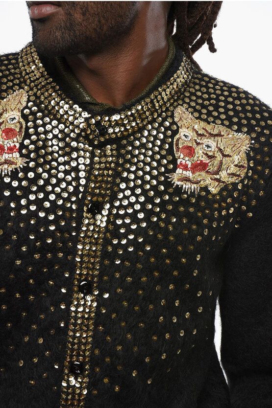 Celine Crew-neck Cardigan Embellished with Sequins Size US L / EU 52-54 / 3 - 3 Thumbnail