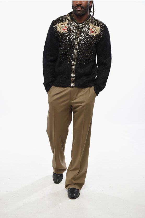 Celine Crew-neck Cardigan Embellished with Sequins Size US L / EU 52-54 / 3 - 4 Thumbnail