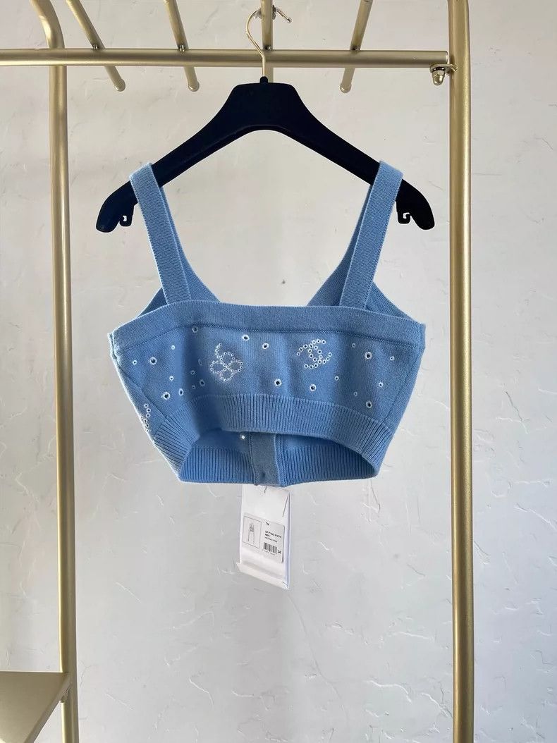 Chanel Chanel 2023 Blue Logo Knit Camisole - dmc Size US XS / EU 42 / 0 - 2 Thumbnail