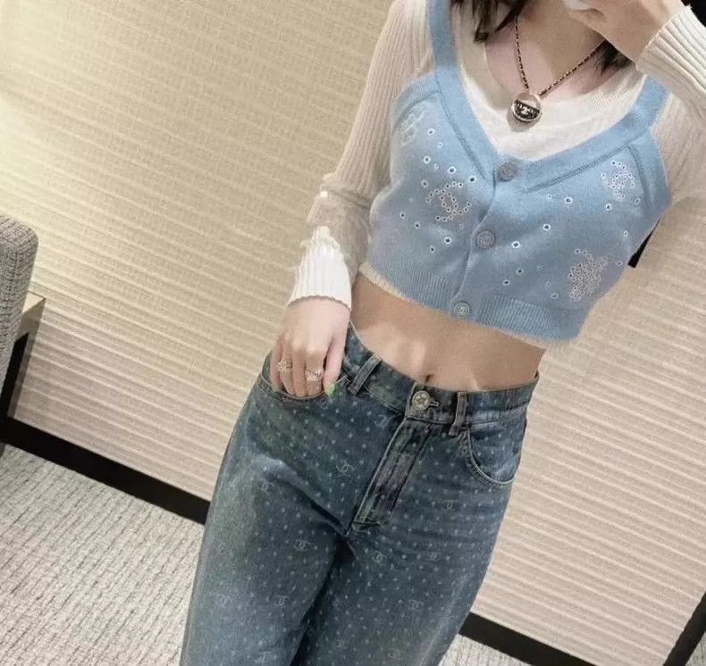 Chanel Chanel 2023 Blue Logo Knit Camisole - dmc Size US XS / EU 42 / 0 - 5 Thumbnail