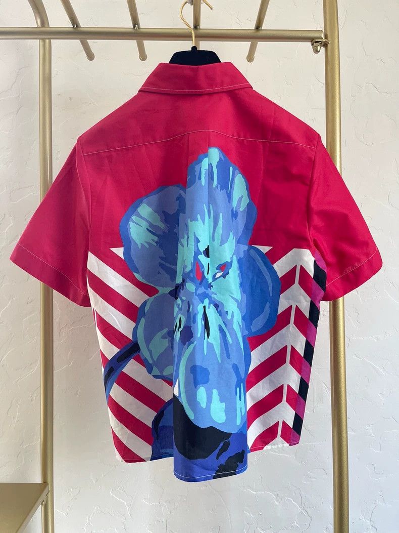 Dior Dior Red Printed Shirt FR36 - dmc Size US XS / EU 42 / 0 - 2 Thumbnail