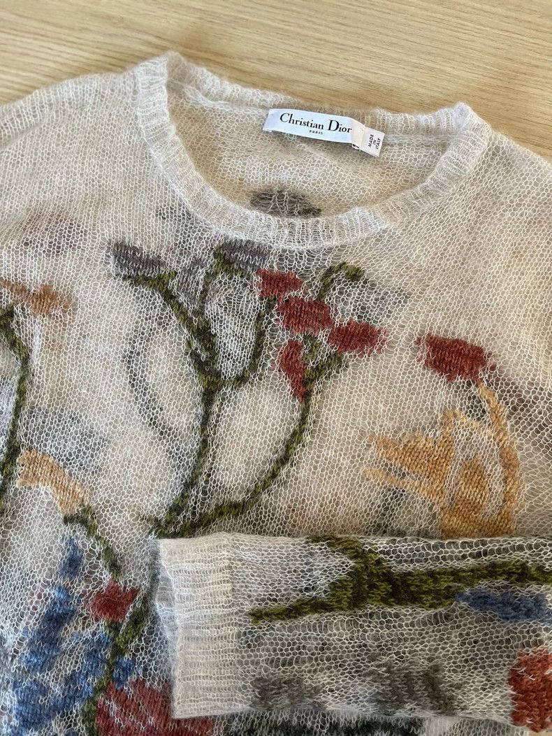 Dior Dior White Floral Sheer Sweater - dmc Size US XS / EU 42 / 0 - 4 Thumbnail