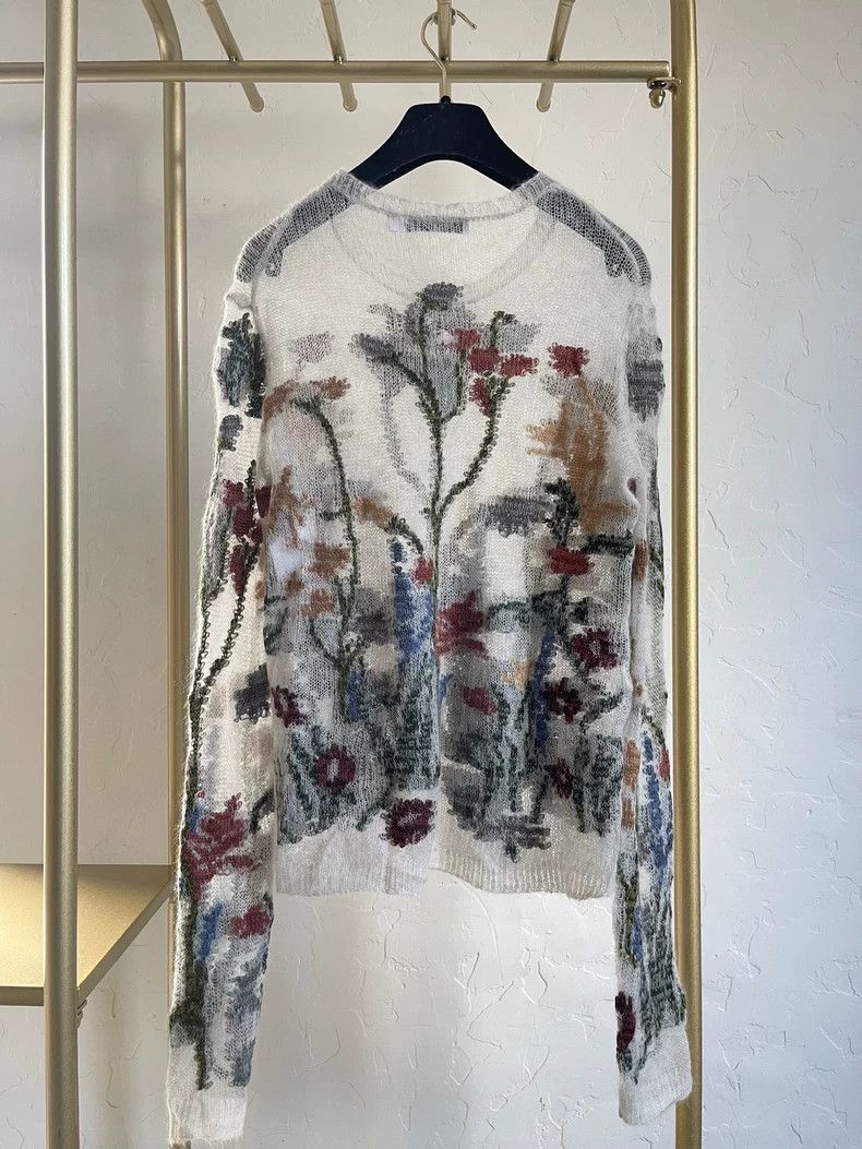 Dior Dior White Floral Sheer Sweater - dmc Size US XS / EU 42 / 0 - 2 Thumbnail