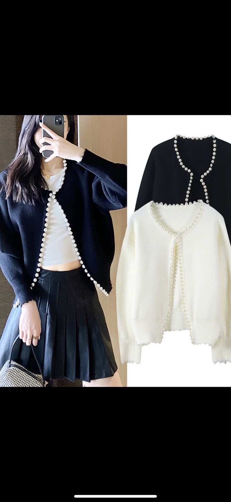 Alexander Wang Alexander Wang Pearl Trim Wool Cardigan - dmc Size US M / EU 48-50 / 2 - 9 Thumbnail
