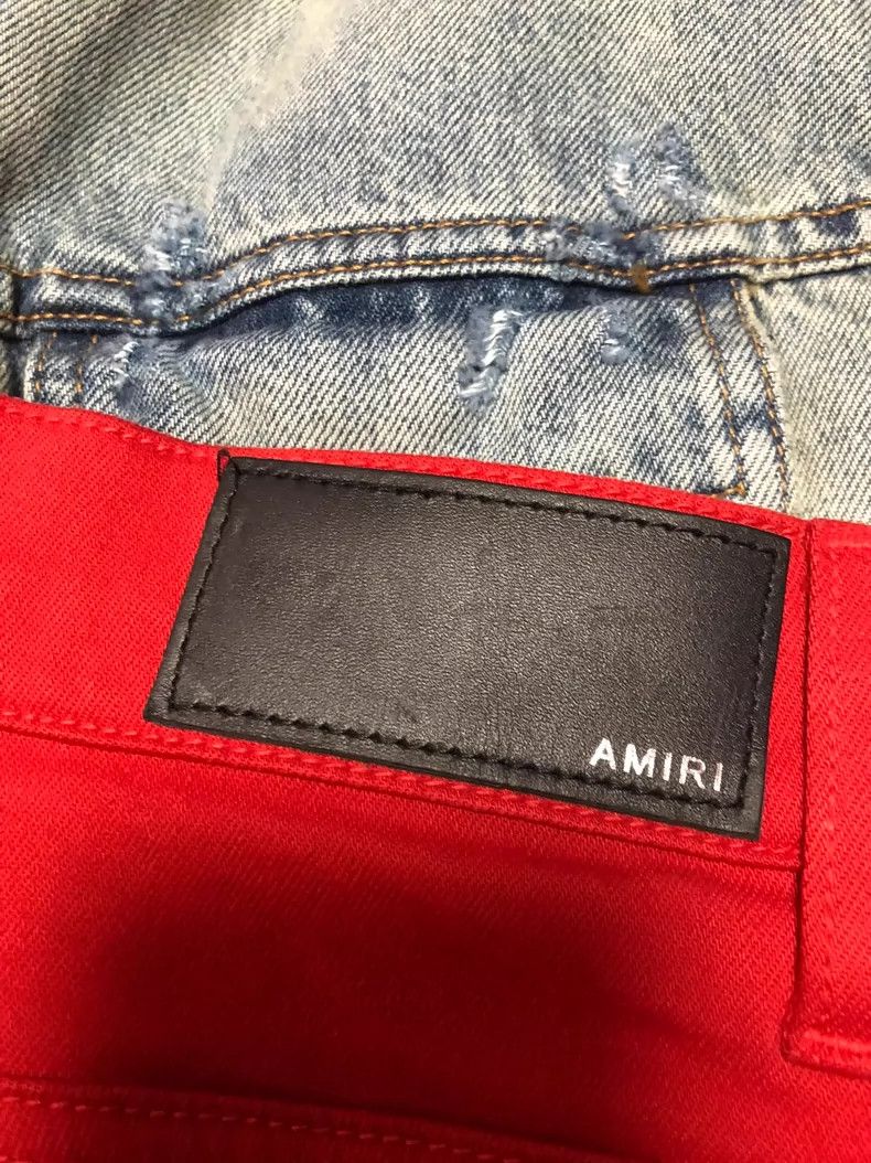 Amiri Amiri MX1 Red Patchwork Denim Jeans - dmc Size US 32 / EU 48 - 6 Thumbnail