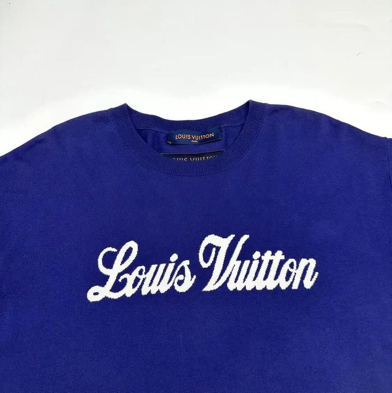 Louis Vuitton Louis Vuitton Blue Cotton Knit Men's T-Shirt 0089 Size US L / EU 52-54 / 3 - 3 Thumbnail