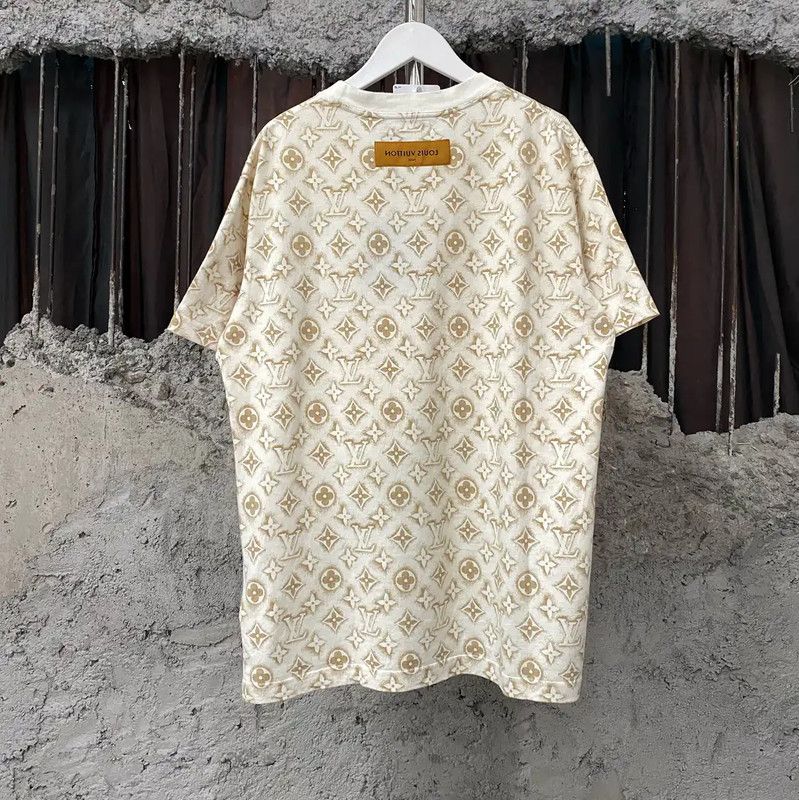 Louis Vuitton Louis Vuitton Summer Beige Cotton Short Sleeve T-Shirt 0089 Size US S / EU 44-46 / 1 - 2 Thumbnail