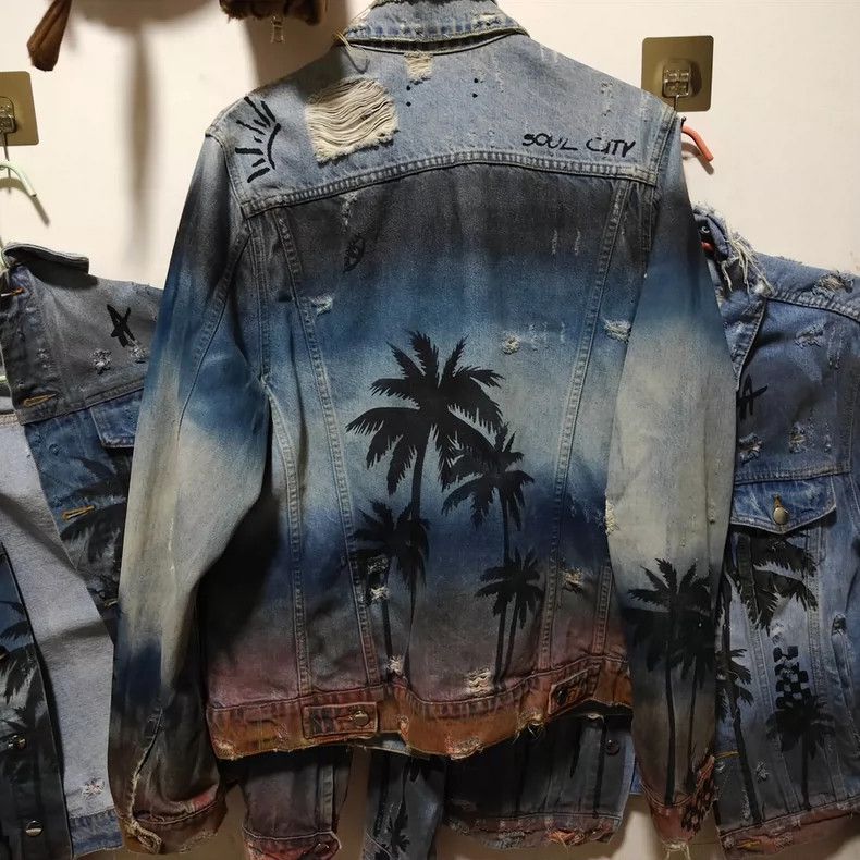 Amiri AMIRI Coconut Tree Denim Jacket M - dmc Size US M / EU 48-50 / 2 - 4 Thumbnail