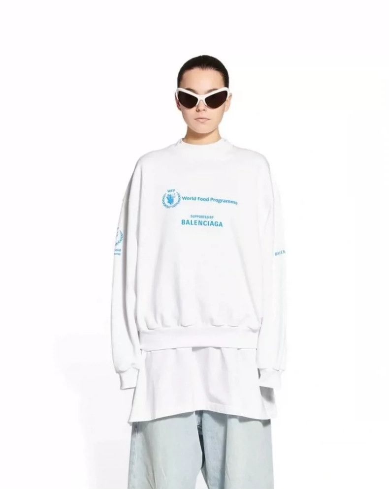 Balenciaga Balenciaga White Sweatshirt Blue Logo - dmc Size US XS / EU 42 / 0 - 8 Thumbnail