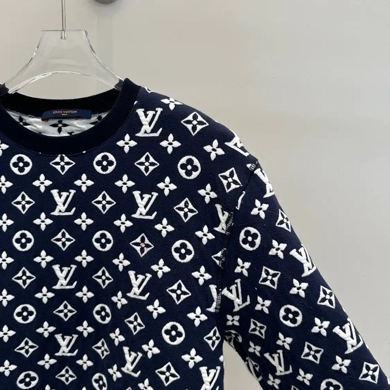 Louis Vuitton Louis Vuitton Navy Logo Print Cotton Sweatshirt 0089 Size US XS / EU 42 / 0 - 3 Thumbnail