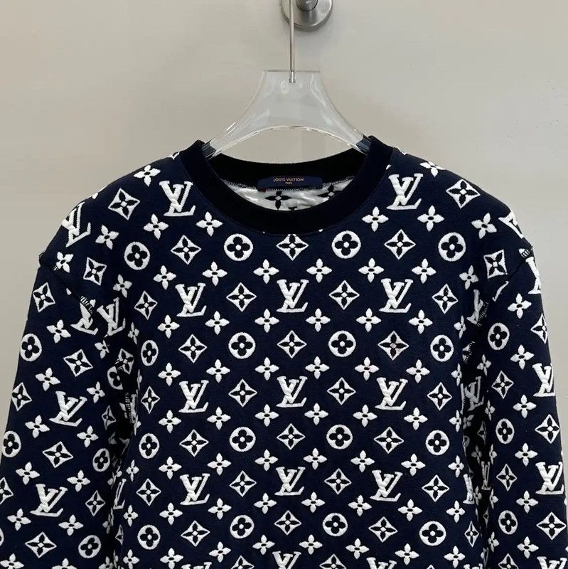 Louis Vuitton Louis Vuitton Navy Logo Print Cotton Sweatshirt 0089 Size US XS / EU 42 / 0 - 5 Thumbnail