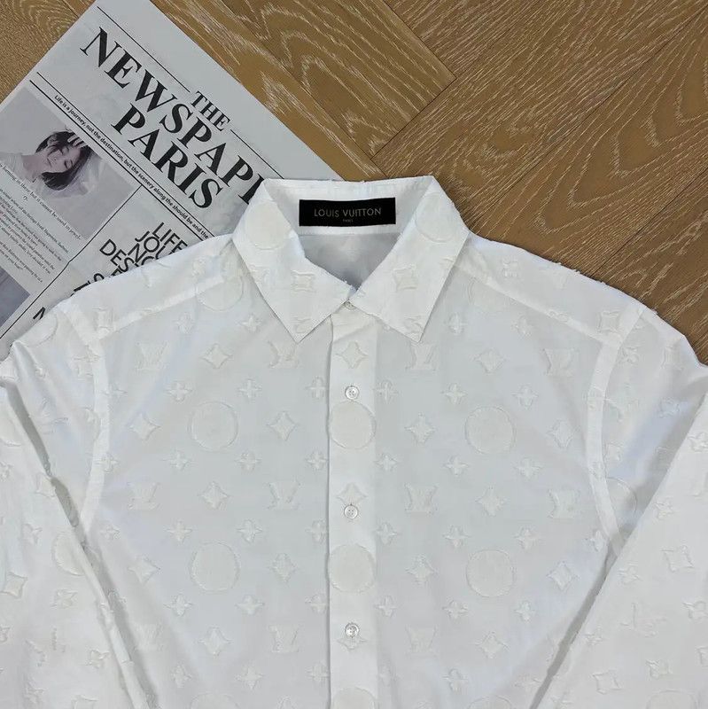 Louis Vuitton Louis Vuitton Men's White Cotton Long Sleeve Shirt 0089 Size US M / EU 48-50 / 2 - 7 Thumbnail