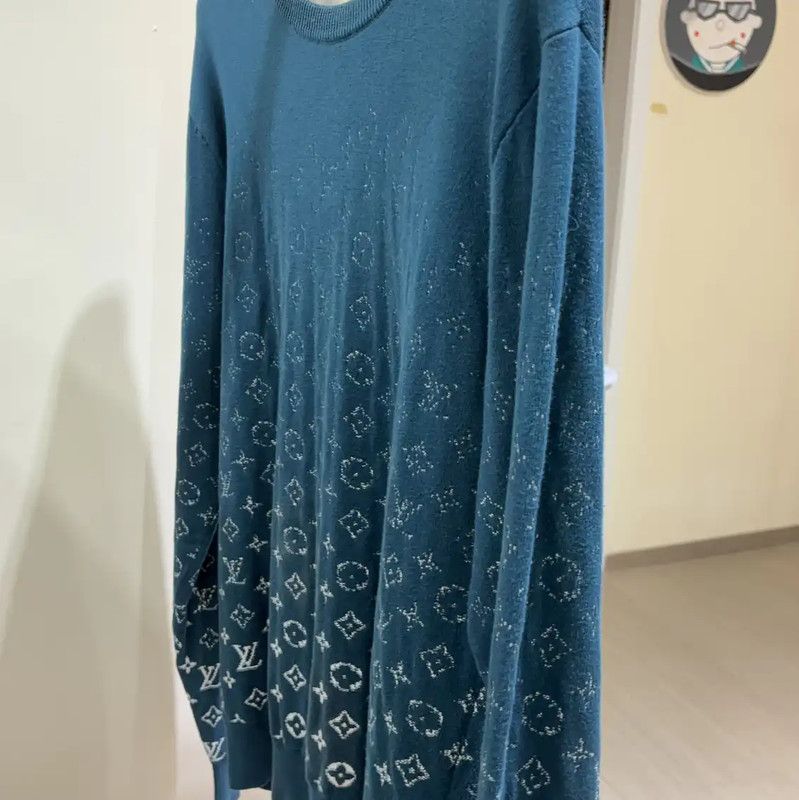 Louis Vuitton Louis Vuitton Blue Cotton Monogram Sweater 0089 Size US M / EU 48-50 / 2 - 3 Thumbnail