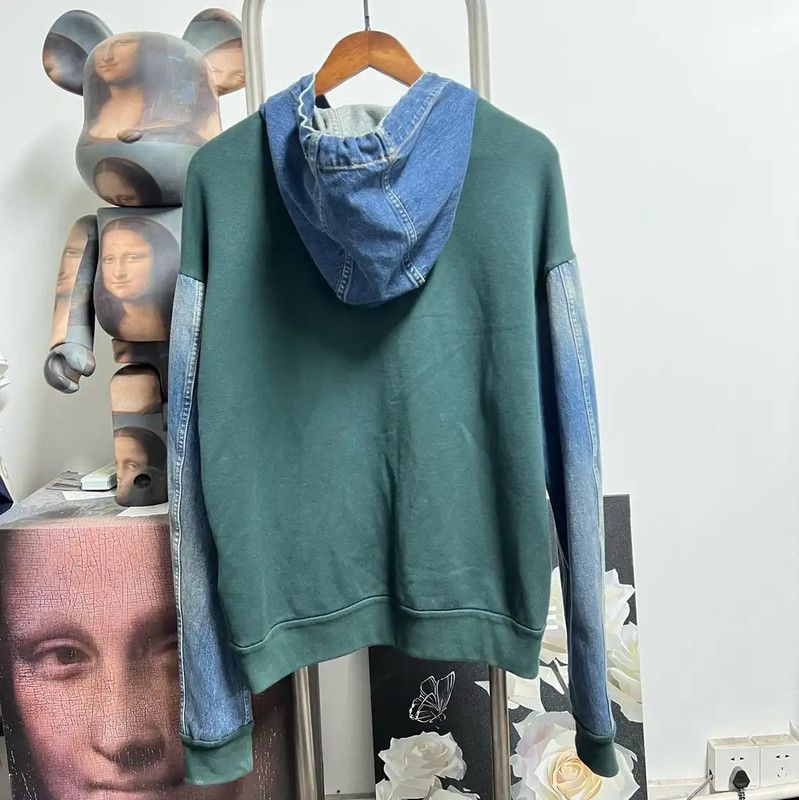 Louis Vuitton Louis Vuitton Green Men's Hoodie with Denim Sleeves 0089 Size US L / EU 52-54 / 3 - 2 Thumbnail