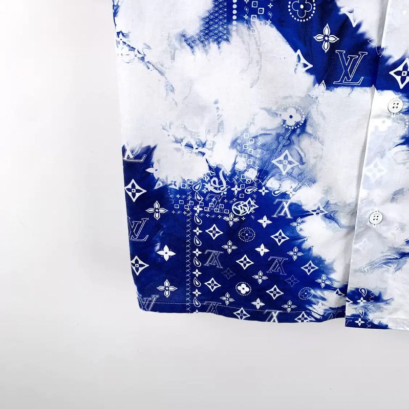 Louis Vuitton Blue Cotton Short-Sleeve Shirt 0089