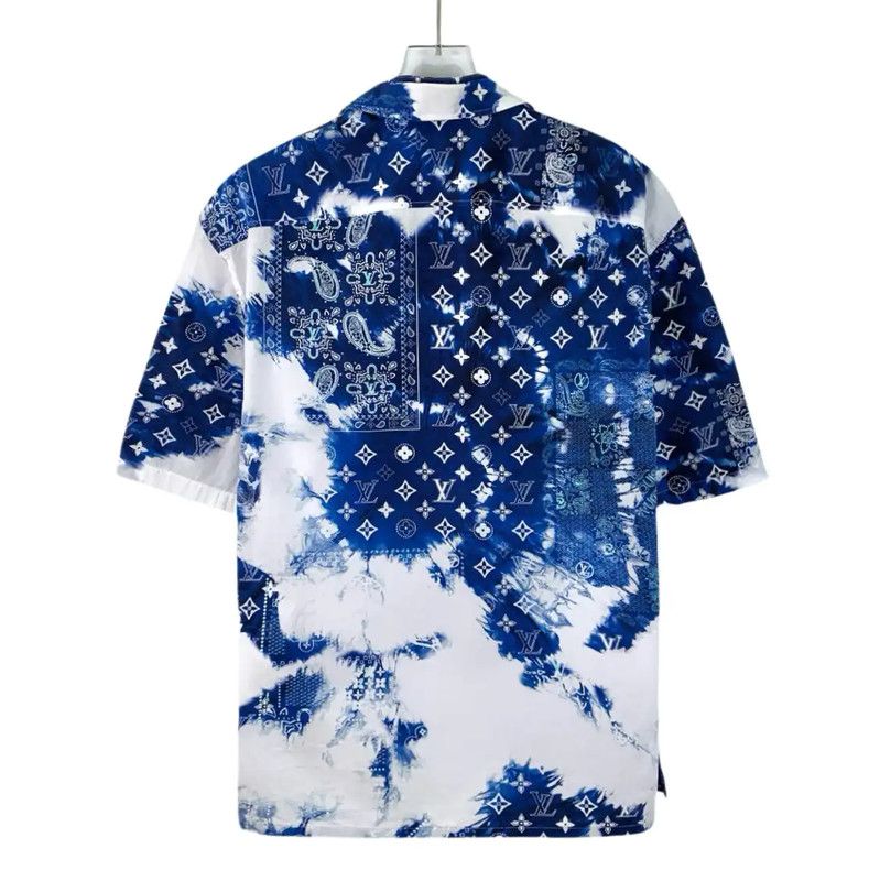 Louis Vuitton Blue Cotton Short-Sleeve Shirt 0089