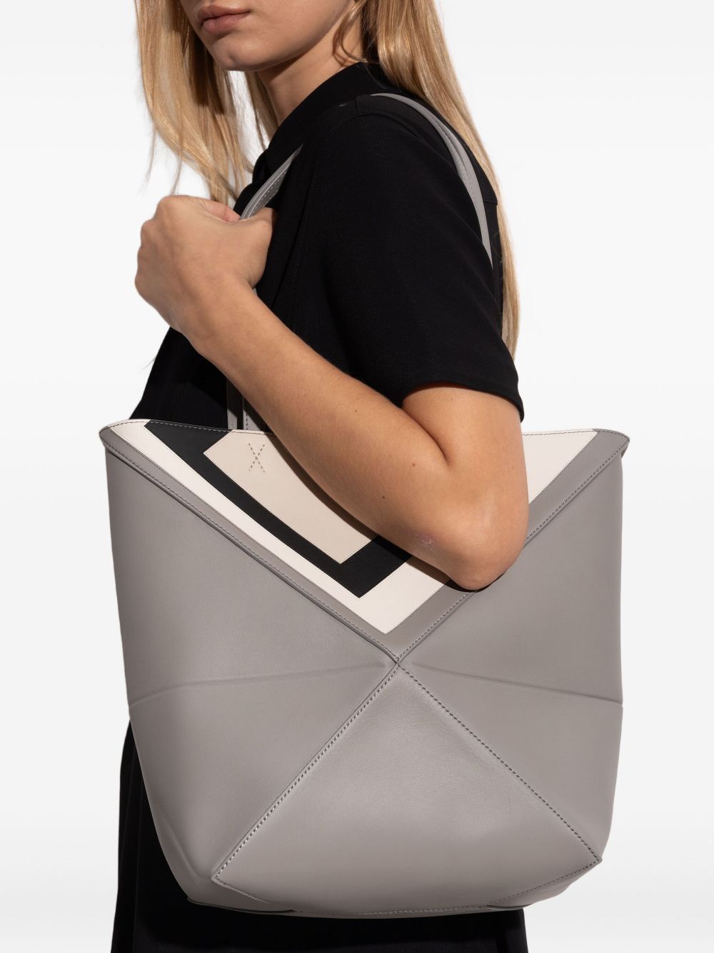 PUZZLE FOLD SQUARE MEDIUM LEATHER TOTE