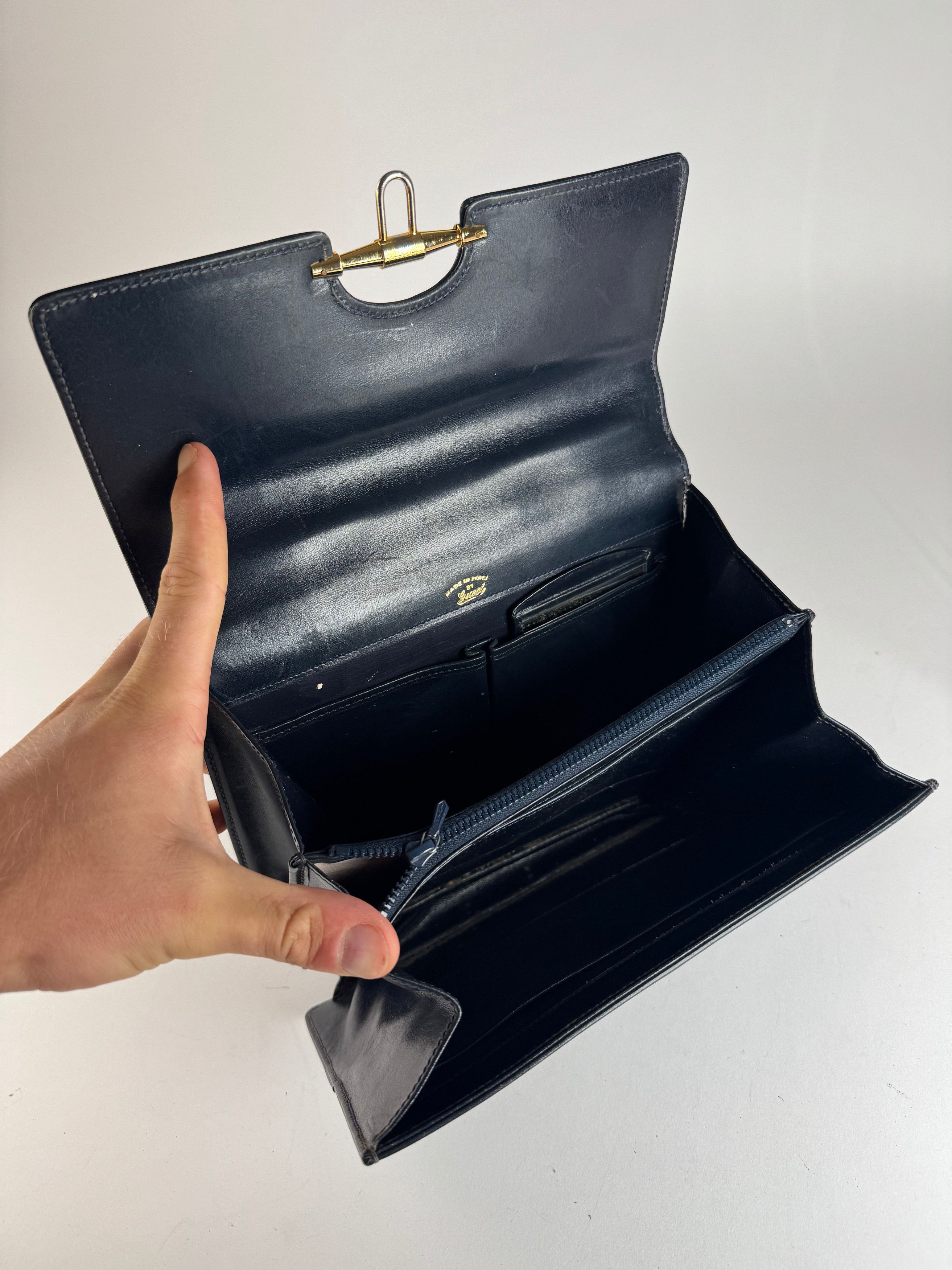 Gucci Vintage Leather bag Navy Size ONE SIZE - 9 Thumbnail