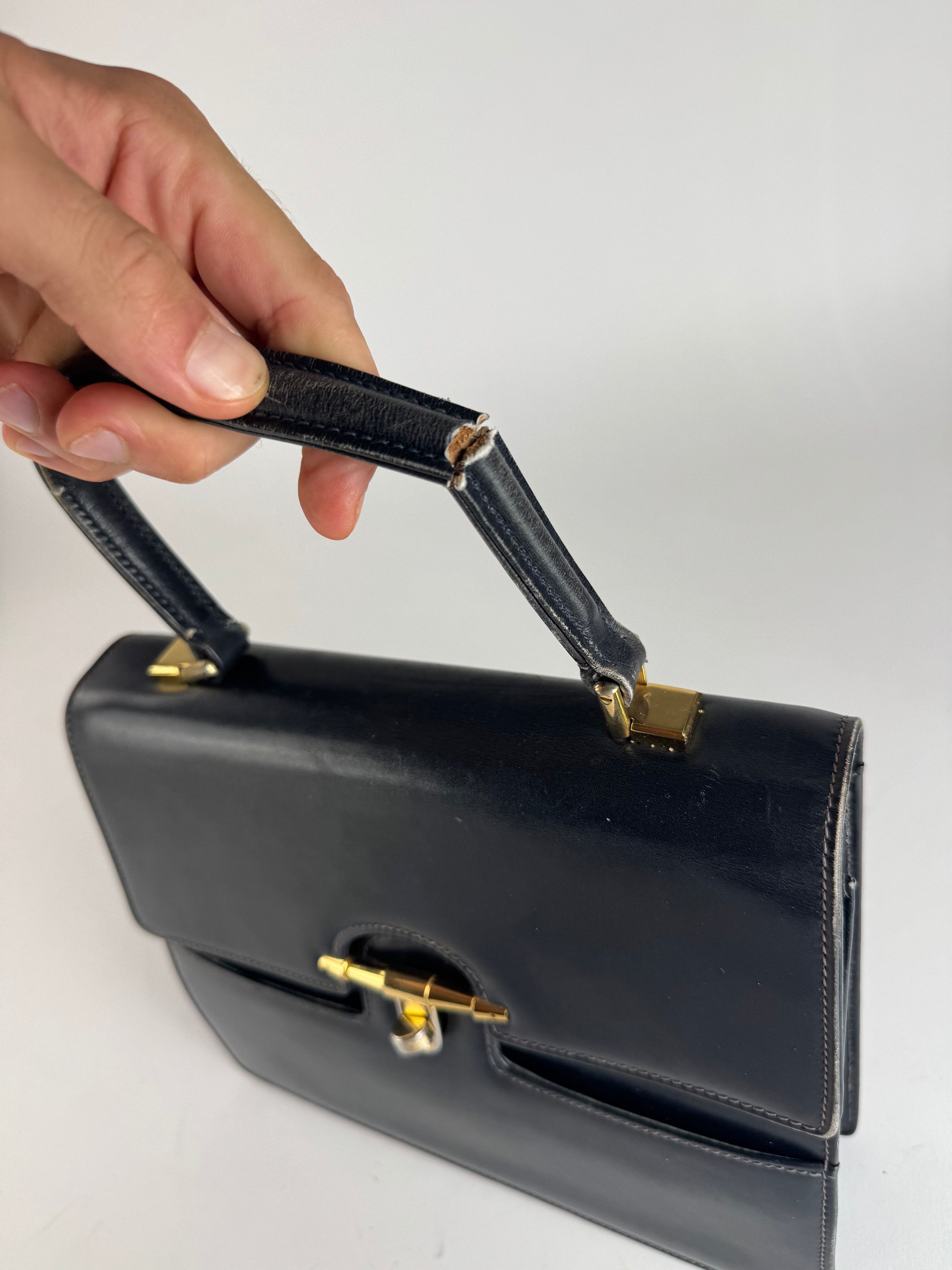 Gucci Vintage Leather bag Navy Size ONE SIZE - 3 Thumbnail